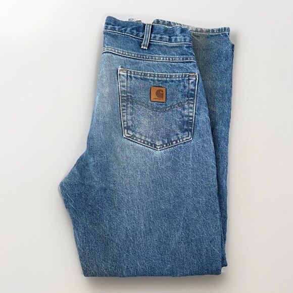Carhartt Jeans Mens Size 34x32 Medium Wash Relaxed Fit Straight Leg - Picture 1 of 8